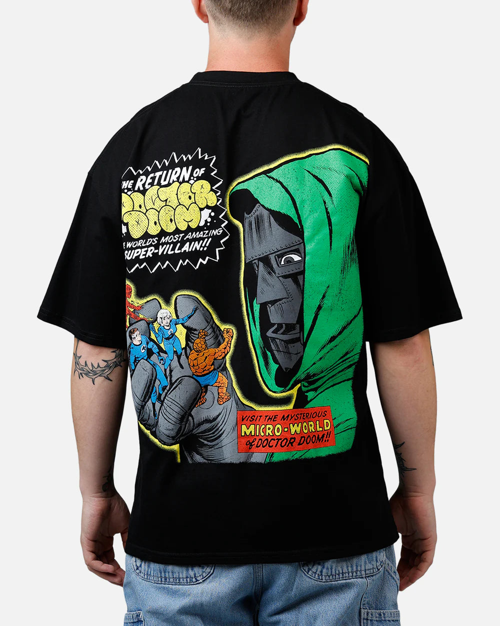 Space City Vintage Oversized Marvel Doom Graphic T-Shirt