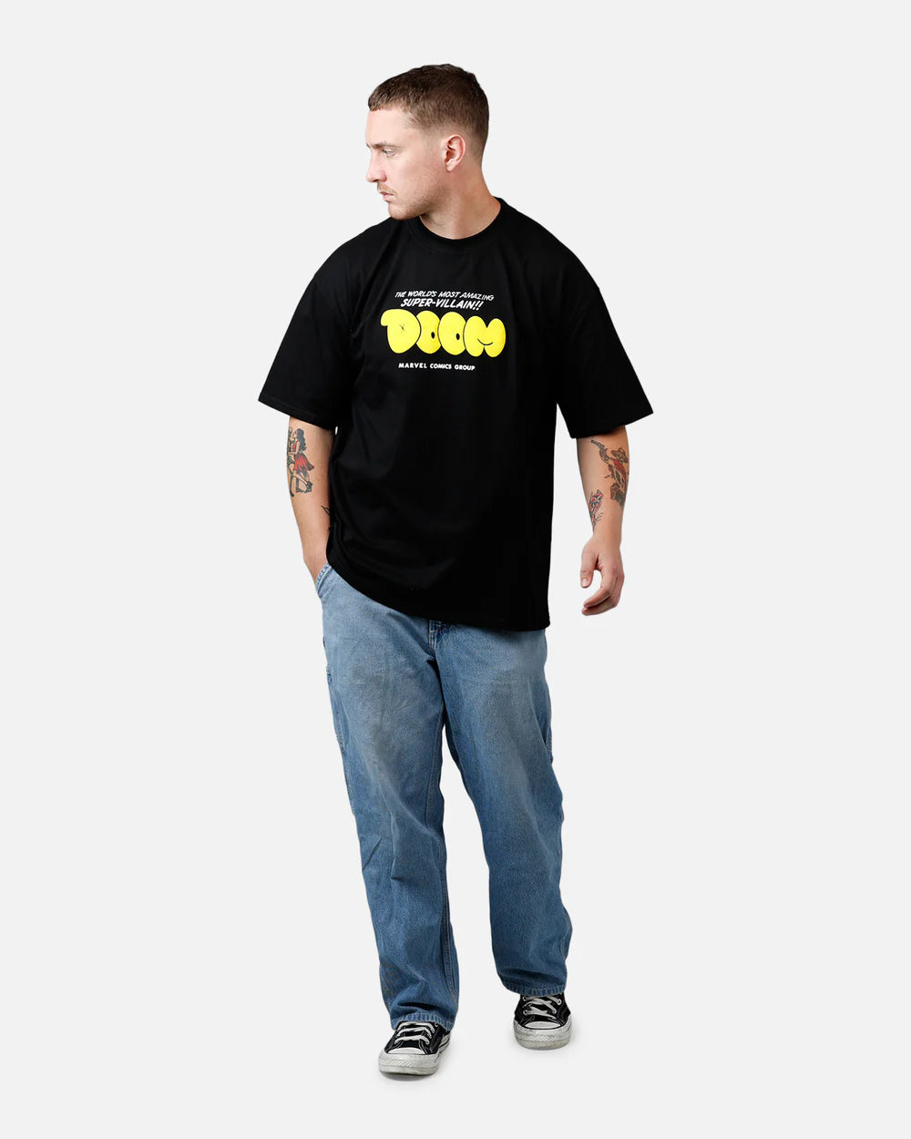 Space City Vintage Oversized Marvel Doom Graphic T-Shirt