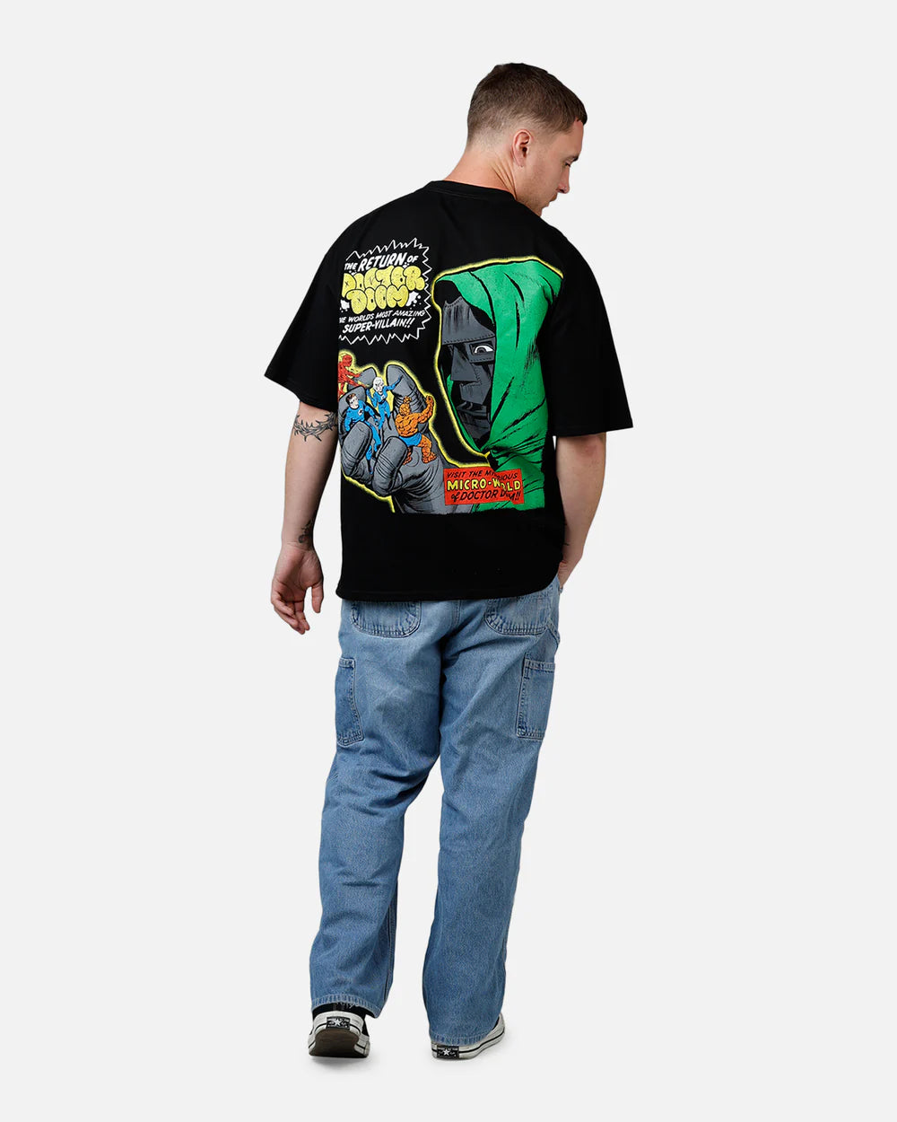 Space City Vintage Oversized Marvel Doom Graphic T-Shirt